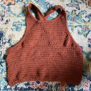 UO Halter Criss Cross Back Cropped Tank